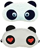 24x7 eMall Soft Fabric Heart Panda Sleeping Eye Mask for Complete Black Out - Set of 2