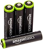 AmazonBasics 4 Pack AAA Ni-MH Pre-Charged Rechargeable Batteries, 1000 Recharge Cycles (Typical 800mAh, Minimum 750mAh) - Packaging May Vary