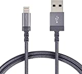 AmazonBasics Nylon Braided USB A to Lightning Compatible Cable - Apple MFi Certified - Dark Grey (3 Feet/0.9 Meter)