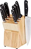 AmazonBasics Premium Stainless Steel Knife Set with Block, 9-Pieces (8 Knives and 1 Wooden Block), Black