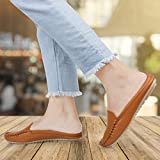 Walky Wear Brand Open Back Loafer Mules Light Weight Casual Belly Ballet Flat Shoes for Womens and Girls Tan