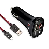 boAt Dual Port Rapid Car Charger (Qualcomm Certified) with Quick Charge 3.0 + Free Micro USB CableÂ - (Black)