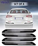 FABTEC Rubber Car Bumper Protector Guard with Double Chrome Strip for Car 4Pcs - Black (for All car)
