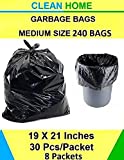 Clean Home Garbage Bags Black Colour 19 X 21 inch Medium Size 240 Pieces