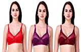 DPCOLLECTIONS Womens Fancy Lace Bra (Pack of 3) (Model 1, 38 B)