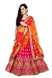 Fast Fashions Women's Satin Lehenga Choli (FF-5075, Pink, Free Size)