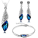 Valentine Gift By Shining Diva Italian Designer Non Precious Metal Jewellery Set for Women (Blue) (rrsdcmb208)