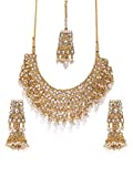Zaveri Pearls Gold Tone Kundan & Pearls Bridal Choker Necklace Set for Women-ZPFK8454