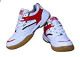 Firefly Men's Excel Badminton/Tennis White Red Badminton Sports Performance Shoes with Non Marking Sole (10)