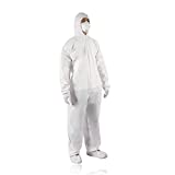 Golden Scute Disposable Coveralls with Attached Hood & Elastic Cuff, Zipper Front White Coverall Hazmat Suit for Men, Painter (3 Pack, 3X-Large)