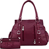BellinaÂ® Women's Handbag in Premium maroon color Shoulder bag and wallet for women
