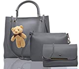 Fargo PU Leather Latest Stylish Handbags For Women's Ladies Combo Of 3 (Grey_Teddy_FGO-239)
