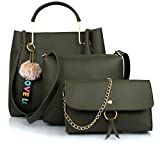 Mammon Women's Handbag With Sling Bag & Clutch (Set of 3) (3LR-bib-Green-Tie_Green)