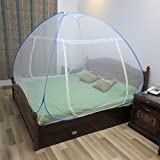 Health genie Foldable Mosquito Net for Double Bed (King Size) with Patches - Blue