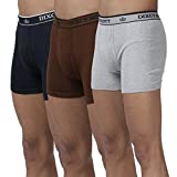 Dixcy Scott Menâ€™s Trunk Slim Fit Solid Innerwear Pack of 3 K1-PR49501 LT Navy, Grey Melange, Coffee Brown Size L