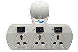 Ionix 3 Pin Plug 2 Way ABS Plastic 3+3 Multiplug Universal Socket with LED Indicators with Individual Switches and Fuse