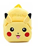 DZert Pikachu Kids Bags for School 10Ltr Baby/Boys/Girls Velvet Backpack (Yellow)