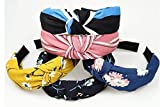 ANNA CREATIONS Hair Accessories Korean Style Solid Fabric Knot with Tape Plastic Hairband Headband for Girls and Woman 5 PCS-(RANDOM) MULTI COLOUR