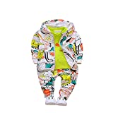 Hopscotch Boys Cotton Art Print T-Shirt with Jacket and Pant Set in Green Color for Ages 12-24 Months