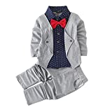 Hopscotch Boys Cotton Blazer Style Shirt and Pant Set Gray for Ages 12-24 Months