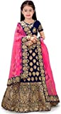 New Fashion Adda Girl's Satin Semi-stitched Lehenga Choli (FA_Blue_Party_Wear_006_Blue_Free Size)