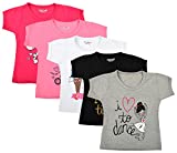 Kuchipoo Girl's Cotton T-Shirts (KUC-TSHRT-103,Multicolour,1-2 Years)