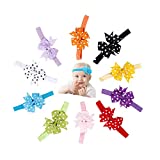 REHTRAD Baby Girl's Bow Headbands, Soft, and Elastic Bow Headband, Suitable for Newborn Infants (Multicolour, Pack of 10)