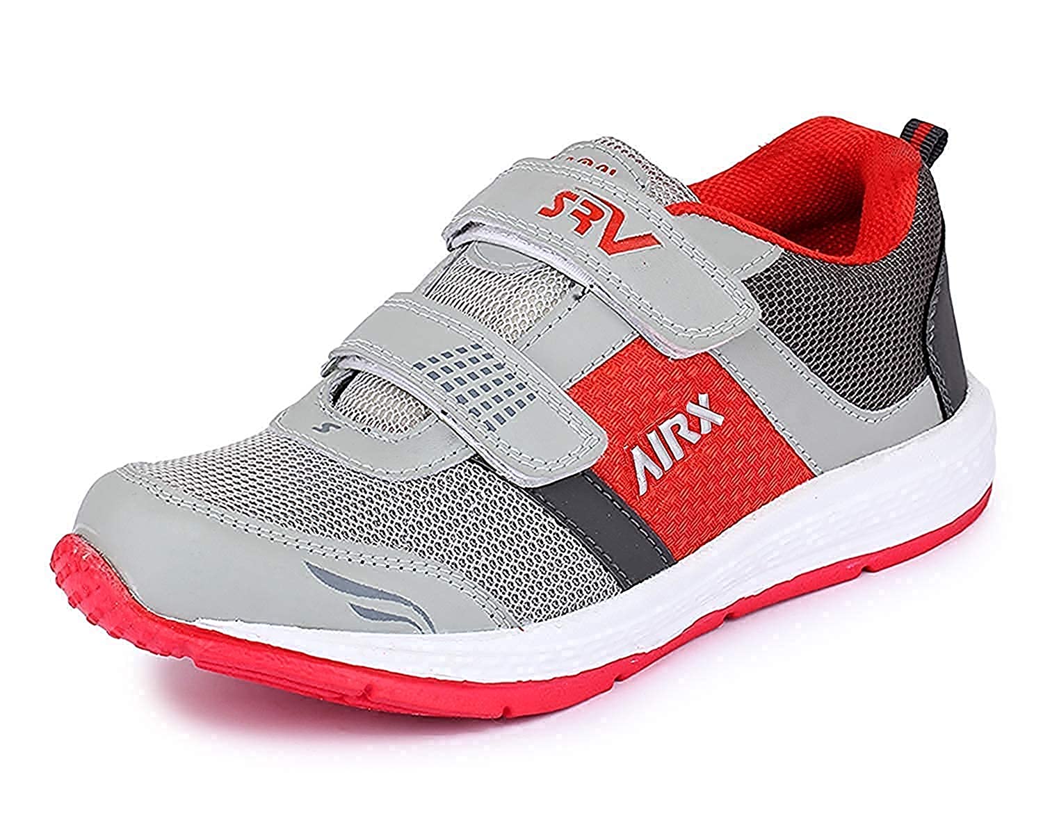 TRASE SR81-012 Grey Red Boys Sports Running Shoes - 4 UK
