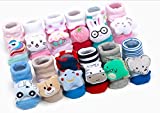 JACK N JILL Cartoon face Fancy Booties Socks for Baby Girl (2 Pair Assorted) (0-6 Months Multicolor)