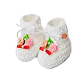 LOVE CROCHET ART Unisex-Baby's White Bootie -6-12 Months