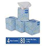 Kleenex Facial Tissue, Cube Tissue Box, 2 Ply, 80 soft tissues per box, 4 Box Combo (320 tissues)-60042