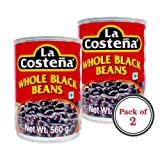 La Costena Whole Black Beans Haricots Noirs Entiers (560ml) - Pack of 2
