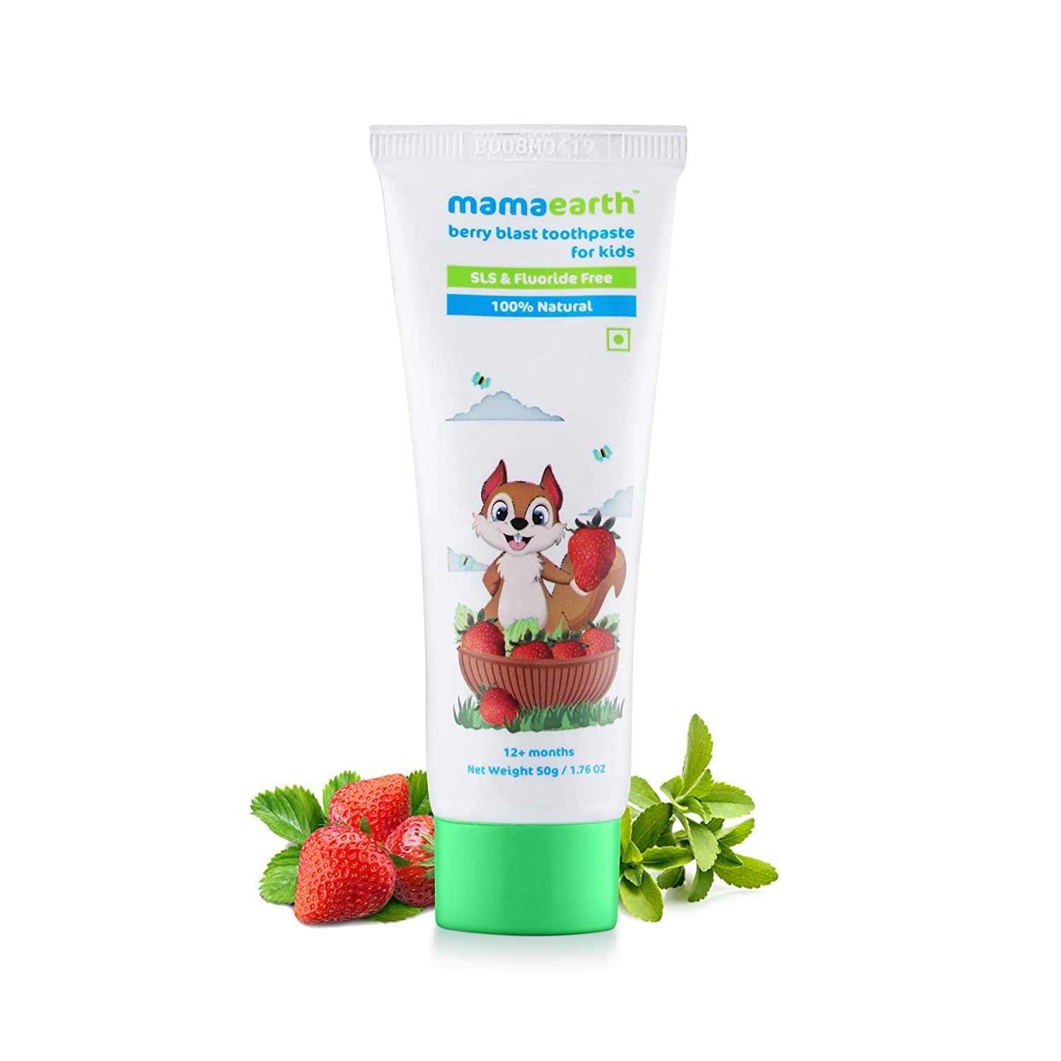 Mamaearth 100% Natural Berry Blast Kids Toothpaste 50 Gm, Fluoride Free, SLS Free, No Artificial Flavours, Best for Baby