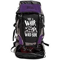 Mufubu Presents Get Unbarred 55 LTR Rucksack for Trekking, Hiking with Shoe Compartment (Black/Purple)