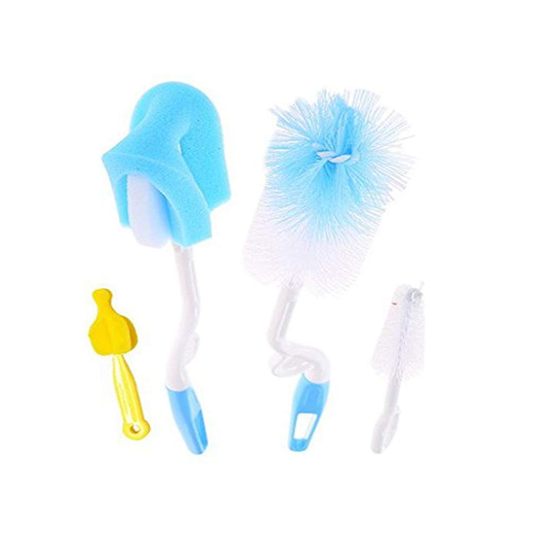 SYGA 4 Pcs Baby Milk Bottle Nipple Straw Brush Sponge Nylon Cleaning Brush Cleaner Bottle Tong Set Random Color