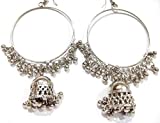 Reflect your Aura Antique Afgani Oxidised Silver Traditional Jhumki and Hoop Earrings for Women Girls (silver)