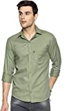 LEVIZO 100% Cotton Casual Shirt Full Sleeves for Men Green Size X-Large