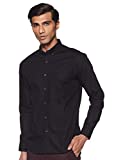 Newport University Men's Solid Regular fit Casual Shirt (NUSH1065_Black XL)