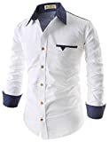 S.Meera Collection Full Sleeve Slim Fit Plain Formal Shirt for Men,100% Cotton Shirts,Office wear,Formal Shirt,(Neavy Blue) (White, 40-Medium)