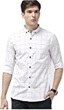 Tryme Fashion Men's Regular Fit Shirt (Men's Casual Shirt Checks_White_Medium)