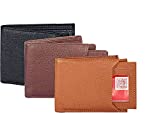 SK Genuine Pu Leather Wallet for Men (Pack of 3) (10 Cards Holders) (Black Brown Tan)