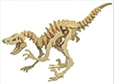 Smart Buy 3D Real Velociraptor Dinosaur Reptile Ancient Animal Educational Assembly DIY Toy Wooden Figure Model Puzzle (Multicolour)