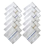 SPIN CART 100% Cotton Premium Collection Handkerchiefs Hanky For Men - Pack of 12 - White Striped XXL King Size.