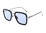 ARZONAI Iron Man Tony Stark Avengers Metallic Stylish Sunglasses for Men and Boys (Silver-SkyBlue) -Large Size