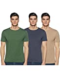 Amazon Brand - Symbol Men's Solid Regular Fit Half Sleeve T-Shirt (Combo Pack of 3) (AW18PLMPO3R1_Grey, Green & Navy_L)