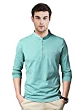 EYEBOGLER Men's Band Collar Full Sleeve T-Shirt (Pastel Green, 2XL)