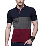 FashCloud Men's Regular Fit Polos (PT03_BluAnthraMrn_L_Blue_Large)