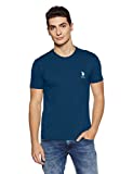 US Polo Association Athleisure Men's Solid Regular Fit T-Shirt (I633-195-PL_Navy_Medium)