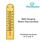 Thermocare thermometer for room temperature mercury Wall mounting analog Yellow