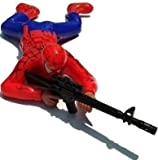 TRUVENDOR ENTERPRISES Spiderman/Captain America Crawling Action Toy Gift Pack with Lights and Sound - Crawls with Gun and Shooting Sound (Pack of 1) (Captain America)